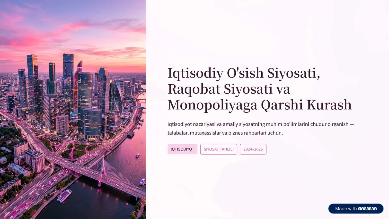 Iqtisodiy O'sish Siyosati, Raqobat Siyosati va Monopoliyaga Qarshi Kurash