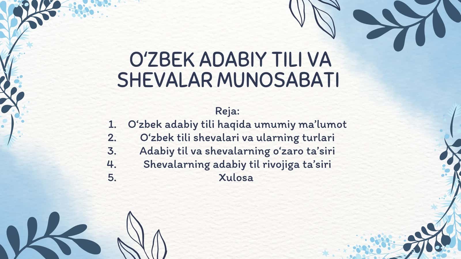 OʻZBEK ADABIY TILI VA SHEVALAR MUNOSABATI