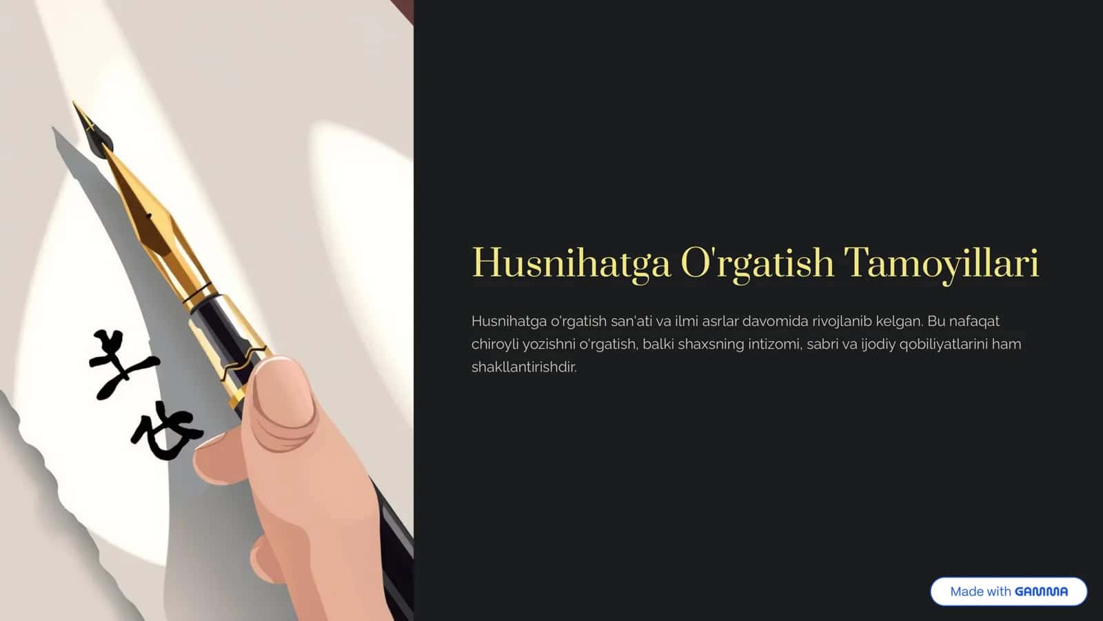 Husnihatga O'rgatish Tamoyillari