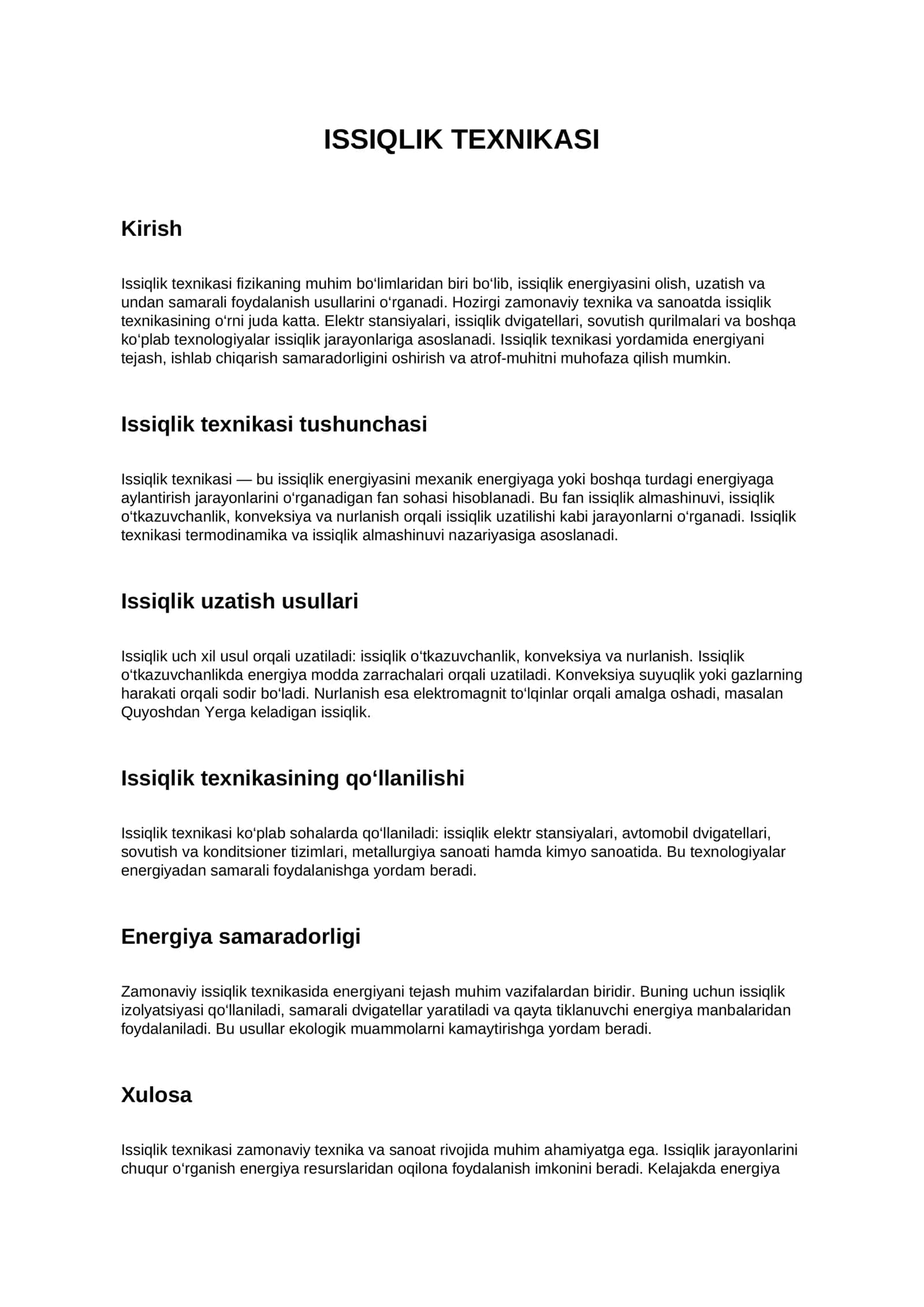 Issiqlik texnikasi