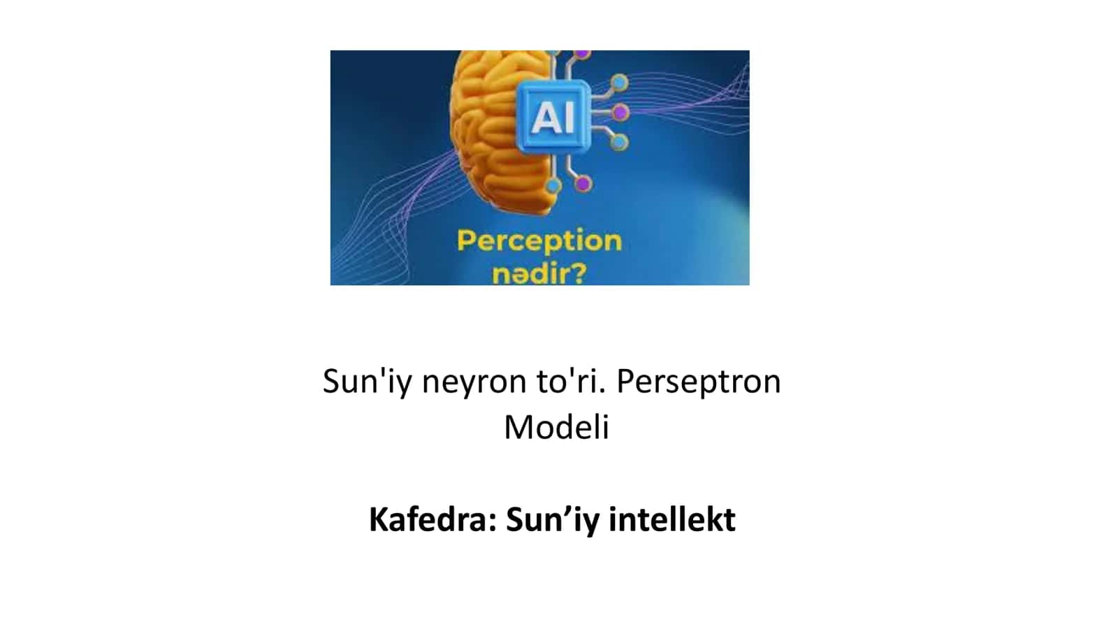 Sun'iy neyron to'ri. Perseptron Modeli