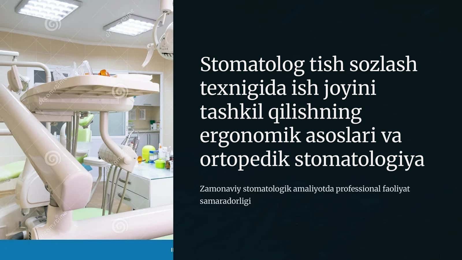Stomatolog tish sozlash texnigi ish joyini tashkil qilishning ergonomik asoslari. Ortopedik stomatologiya tarixi. Deontologiya. Ortopedik stomatologiyada qo‘llaniladigan asbob va uskunalar.
