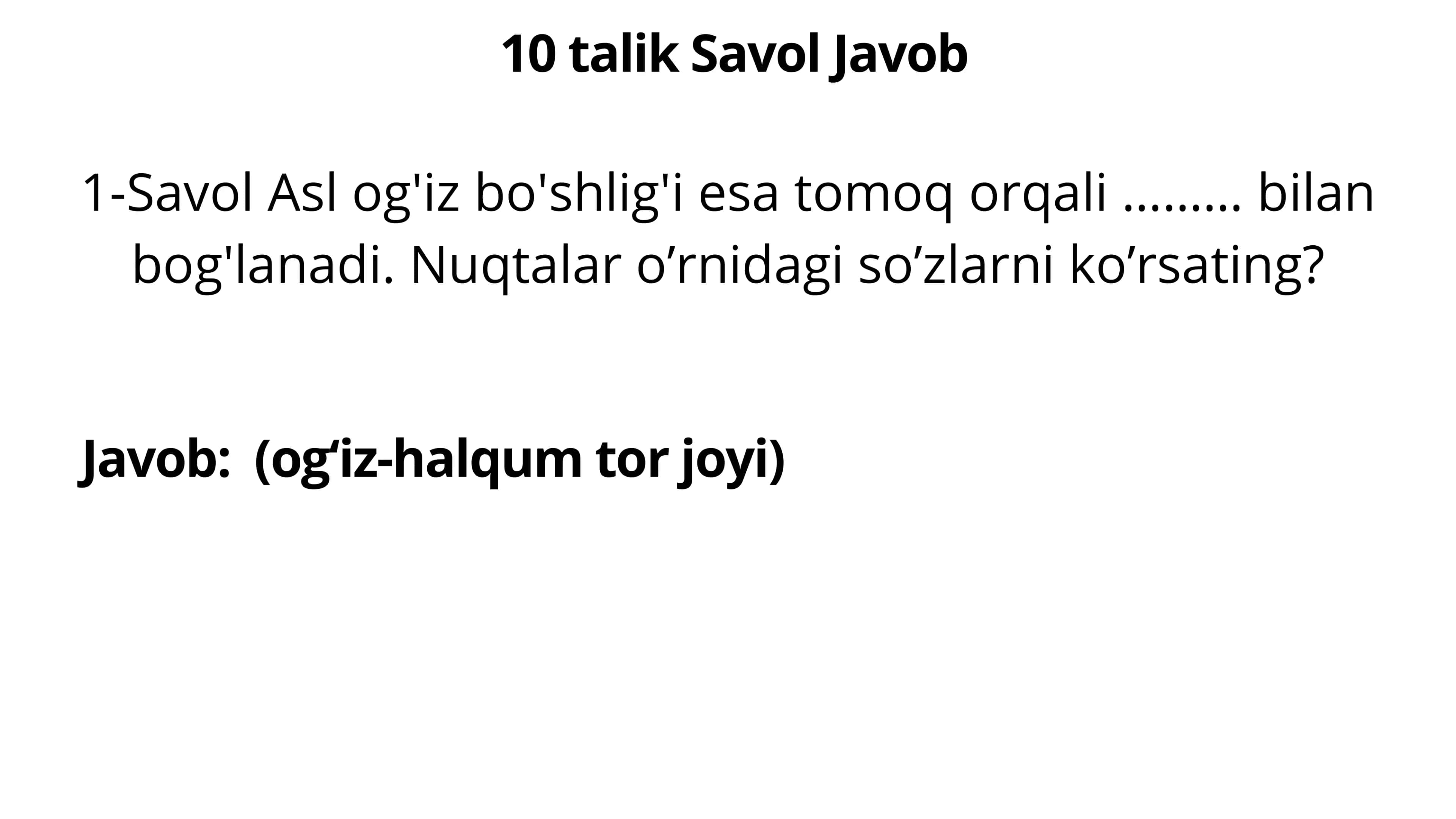 10 talik Savol Javob