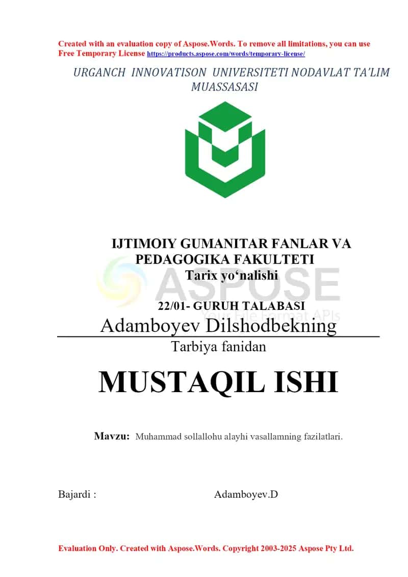 Muhammad sollallohu alayhi vasallamning fazilatlari