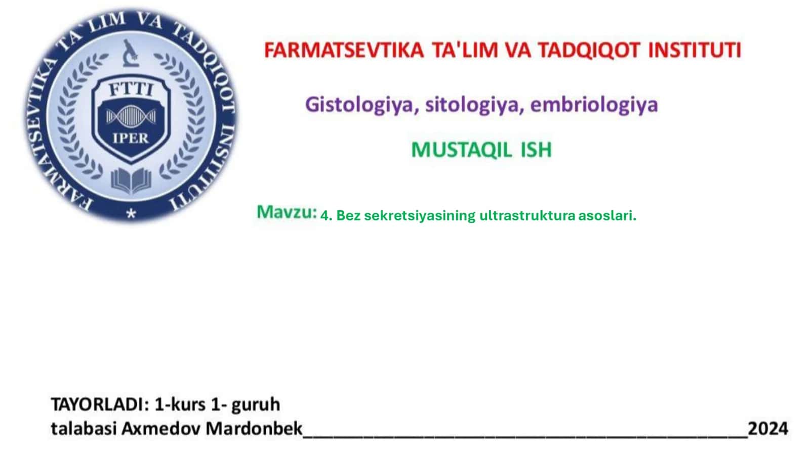 Bez sekretsiyasining ultrastruktura asoslari