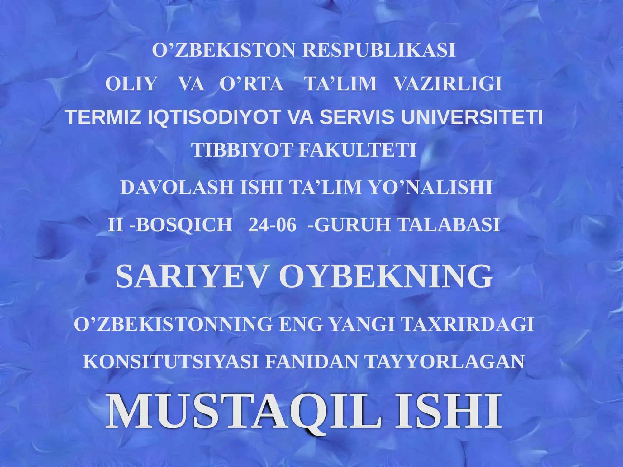O’zbekiston Respublikasi Konstitutsiyasi
