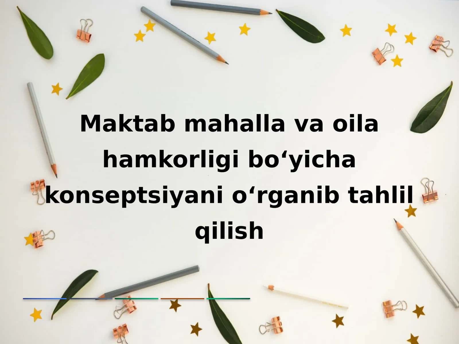 Maktab mahalla va oila hamkorligi boʻyicha konseptsiyani oʻrganib tahlil qilish