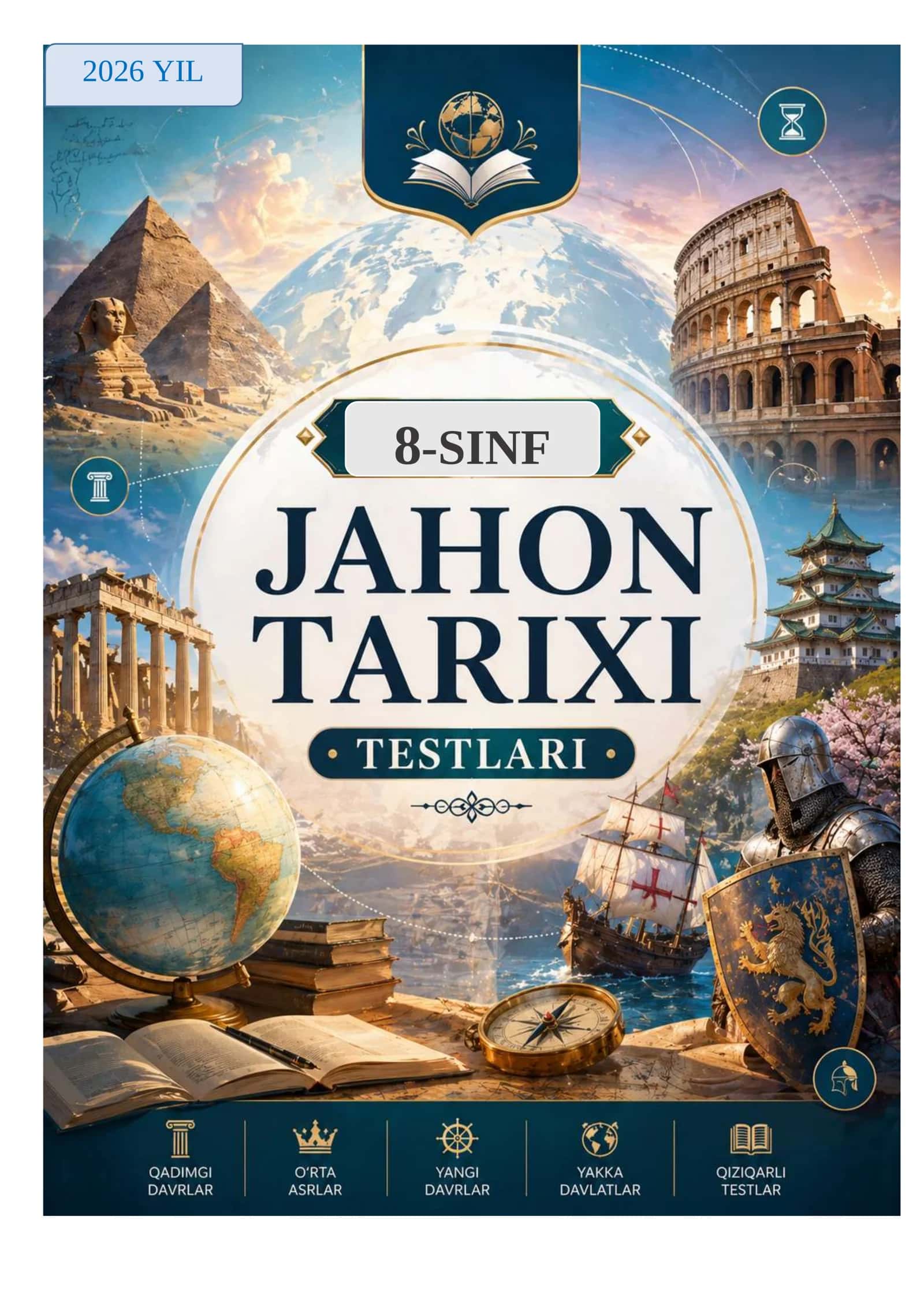 8 SINF JAHON TARIXI MAVZULASHTIRILGAN TESTLAR 2026 YIL