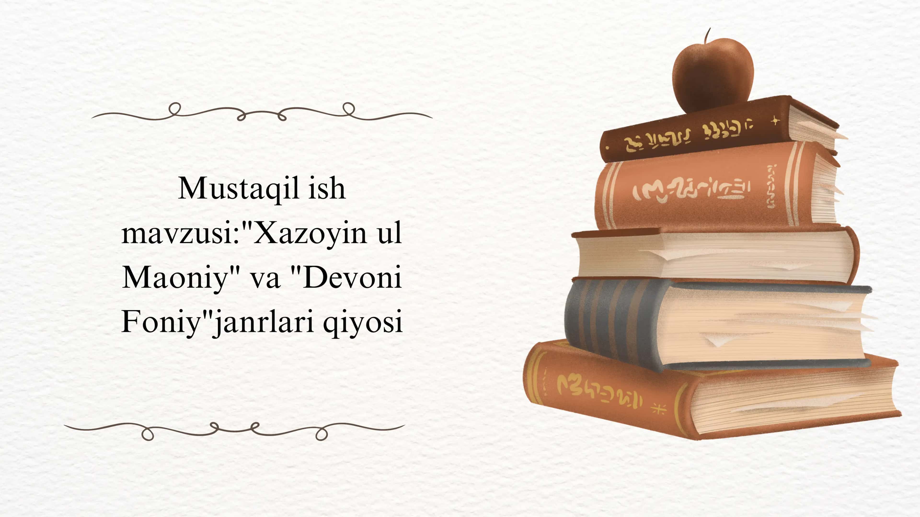 Xazoyin ul Maoniy va Devoni Foniyjanrlari qiyosi