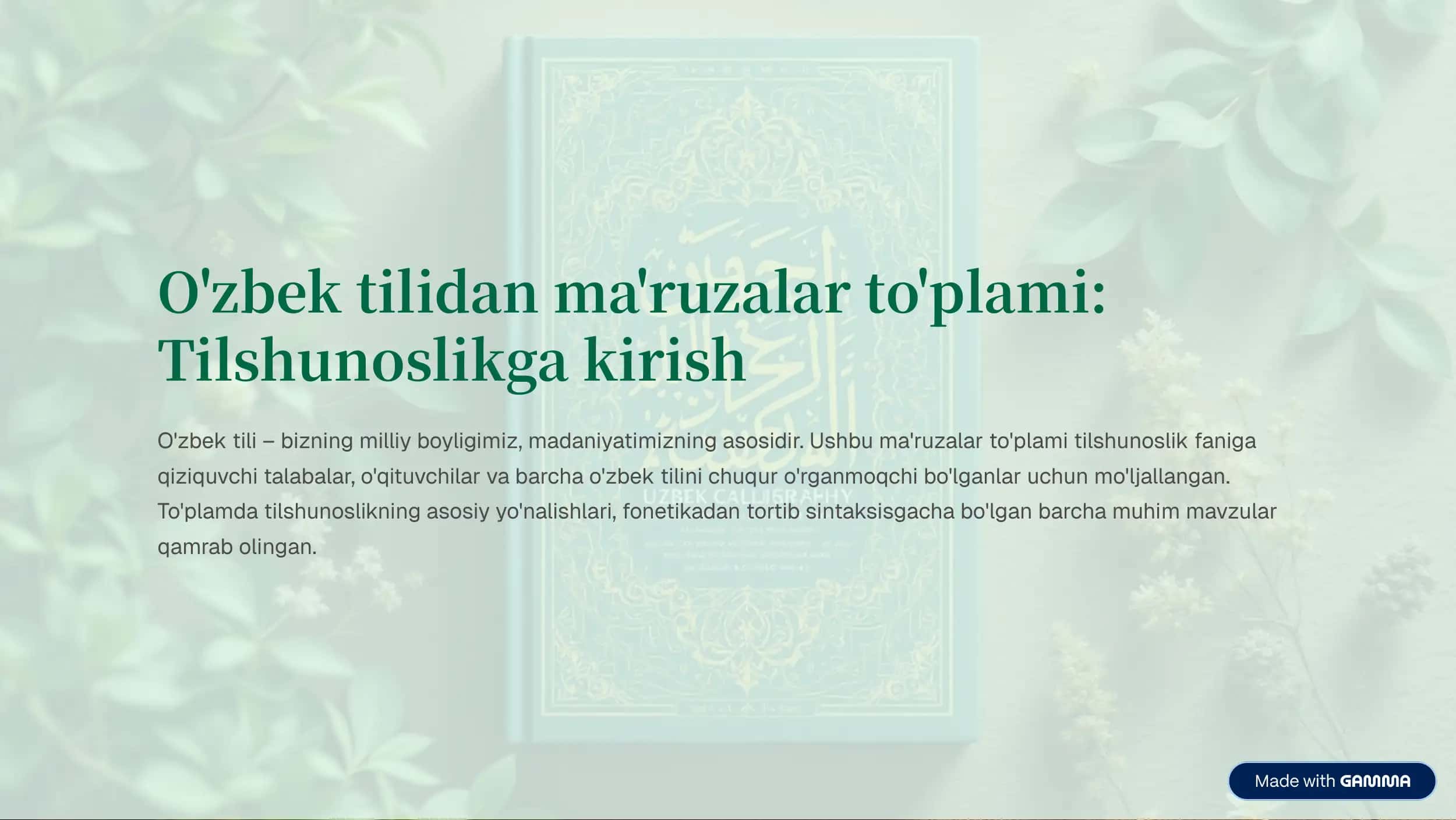 O'zbek tilidan ma'ruzalar to'plami