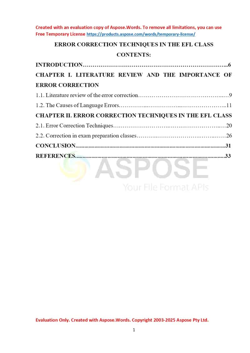 Error Correction Techniques in the EFL Class