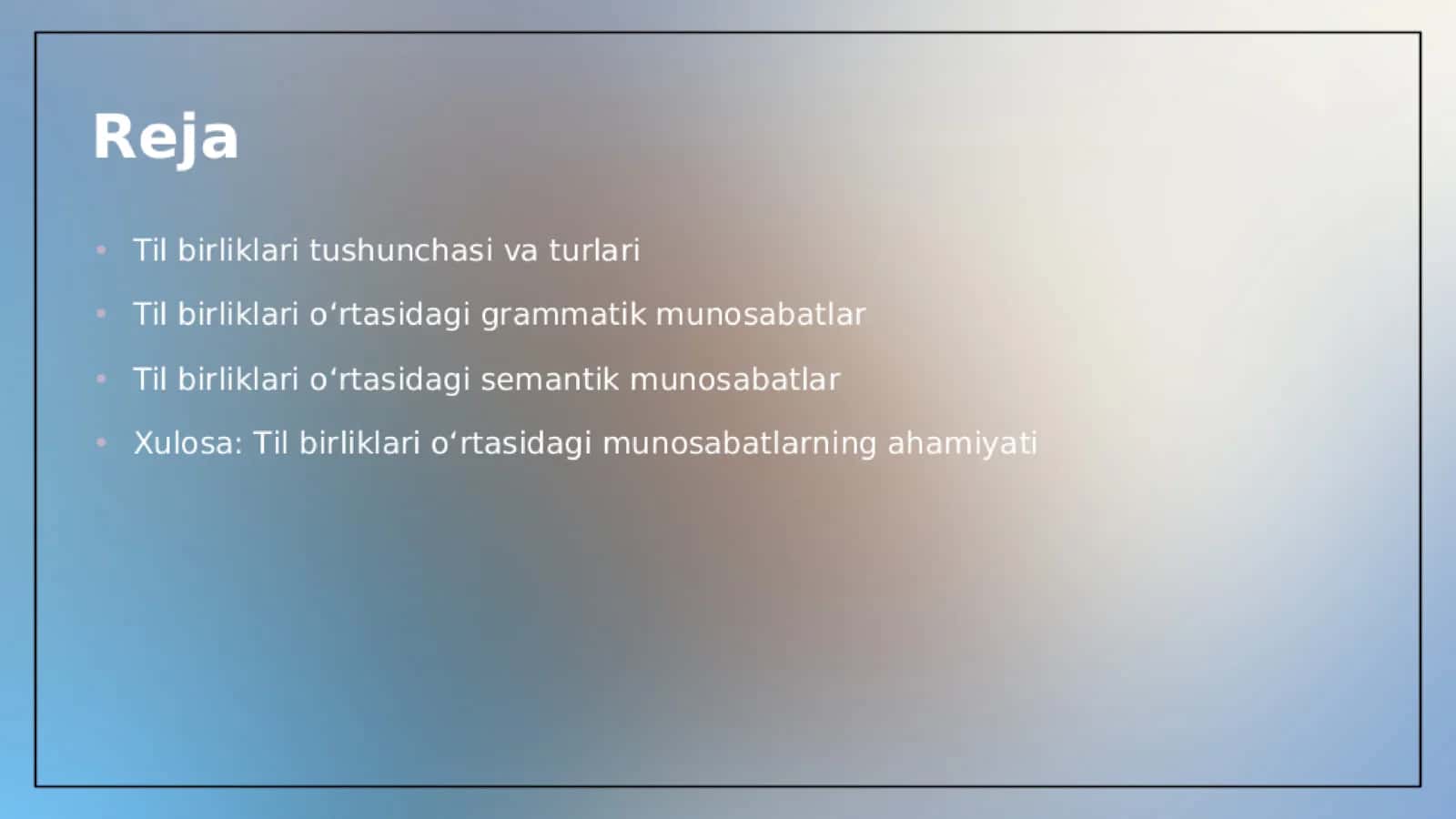 Til birliklari o'rtasidagi munosabatlar