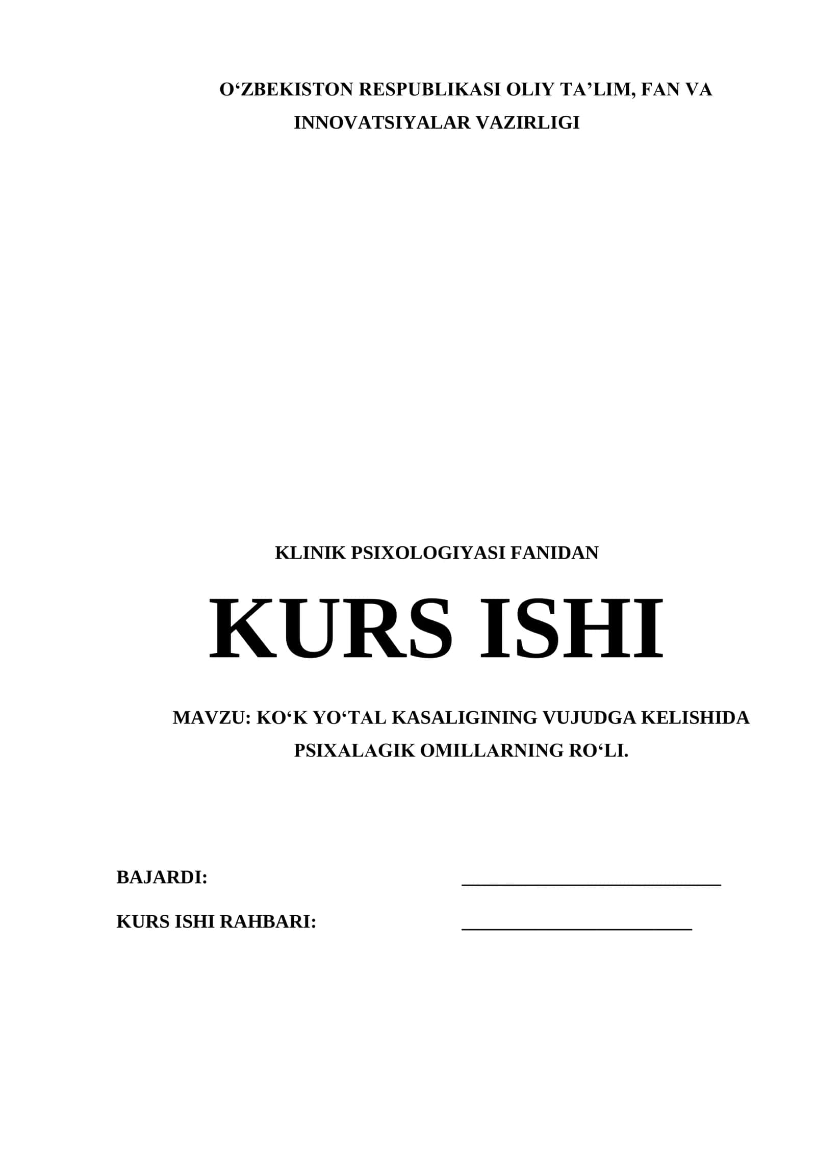 KLINIK PSIXOLOGIYASI FANIDAN KURS ISHI