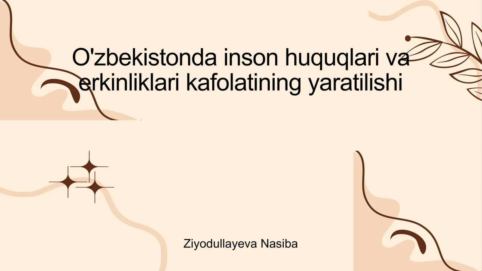O'zbekistonda inson huquqlari va erkinliklari kafolatining yaratilishi