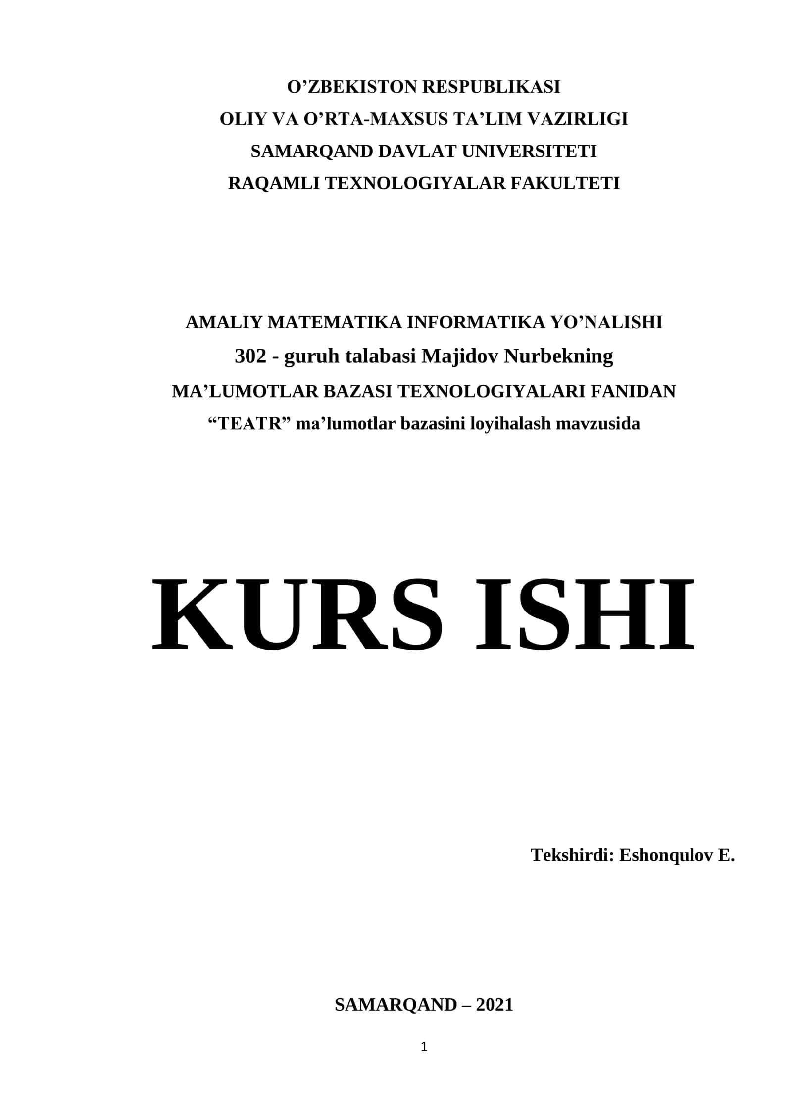 TEATR ma’lumotlar bazasi