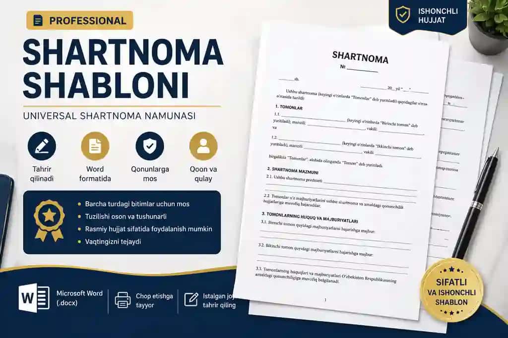 Shartnoma shabloni professional