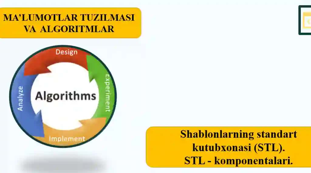 Shablonlarning standart kutubxonasi (STL). STL - komponentalari