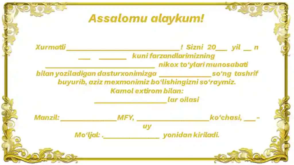 Tuy Taklifnoma shablon