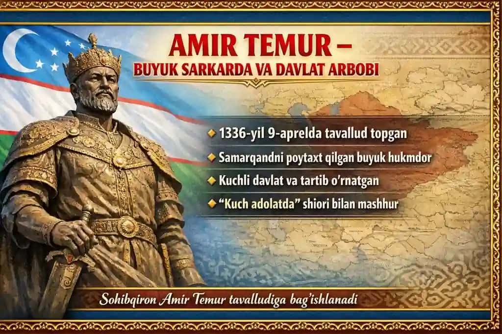 Amir Temur buyuk sarkarda va davlat arbobi.