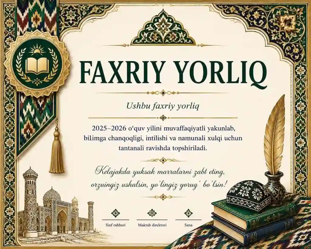 Maqtov yorliq, Faxriy yorliq