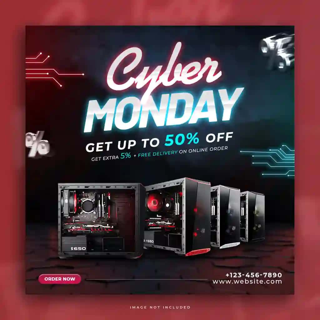Cyber monday aksiyasi uchun shablon psd fayli mavjud