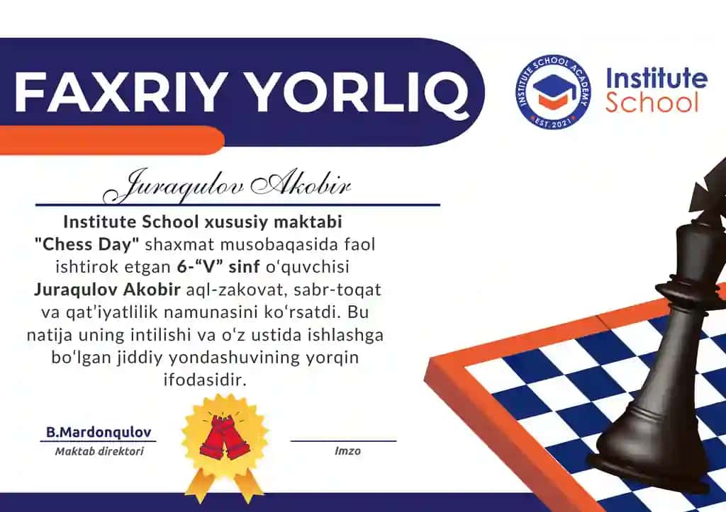 Maqtov yorlig'i Shablon Shaxmat