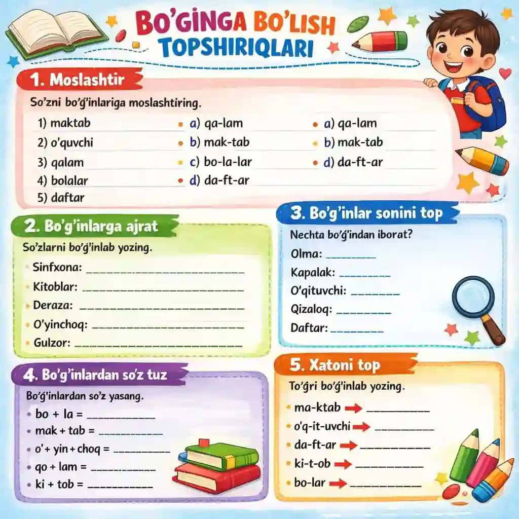 O'zbek tilidan mashqlar