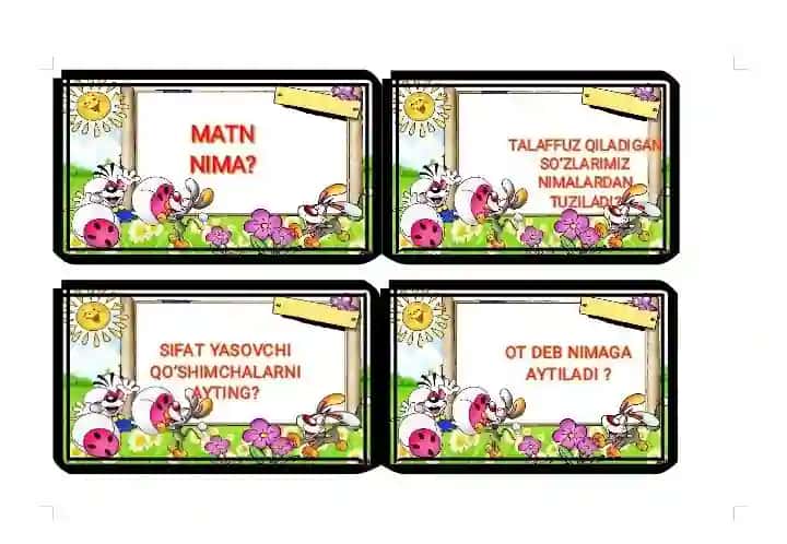 Ona tili fanidan 1- 4 sinflar uchun tarqatmalar