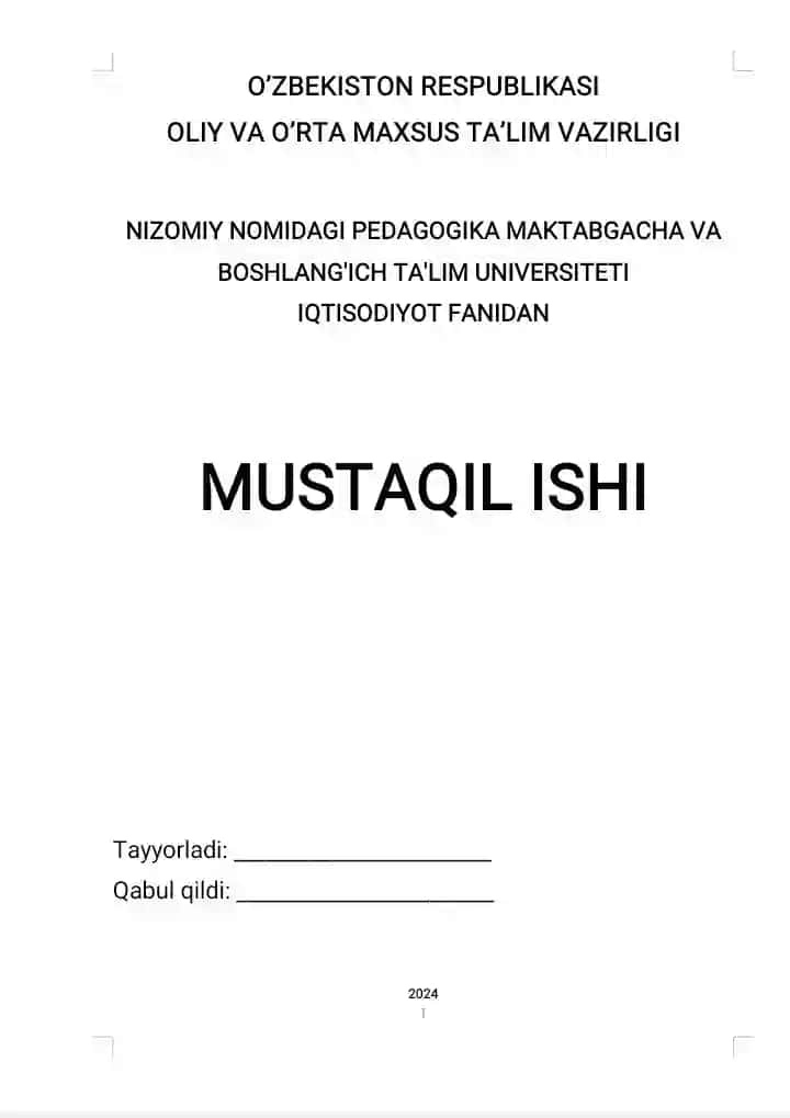 Mexnat bozorini tartibga solish va boshqarish mistaqil ish