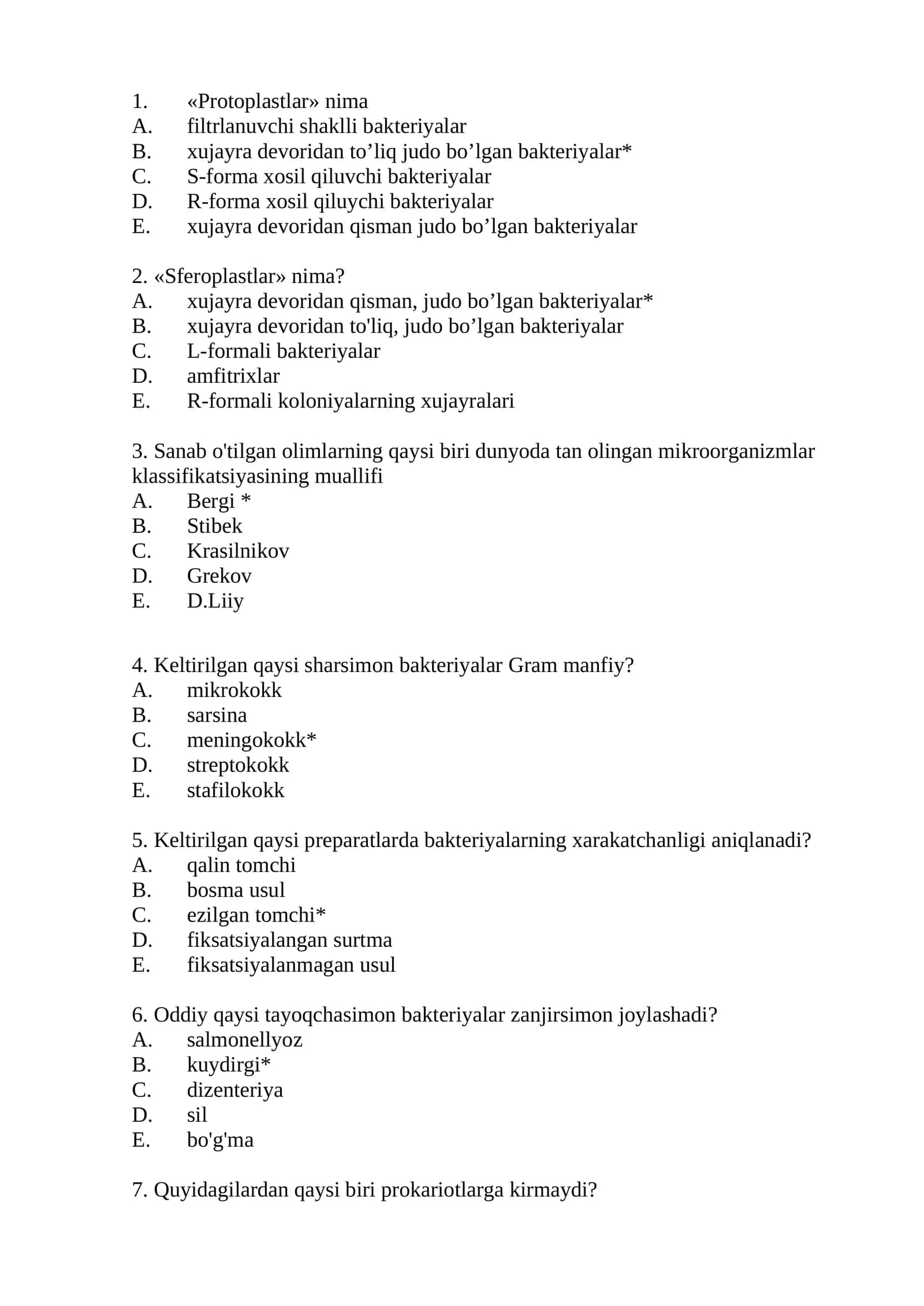 patanatomiya yakuniy testlar