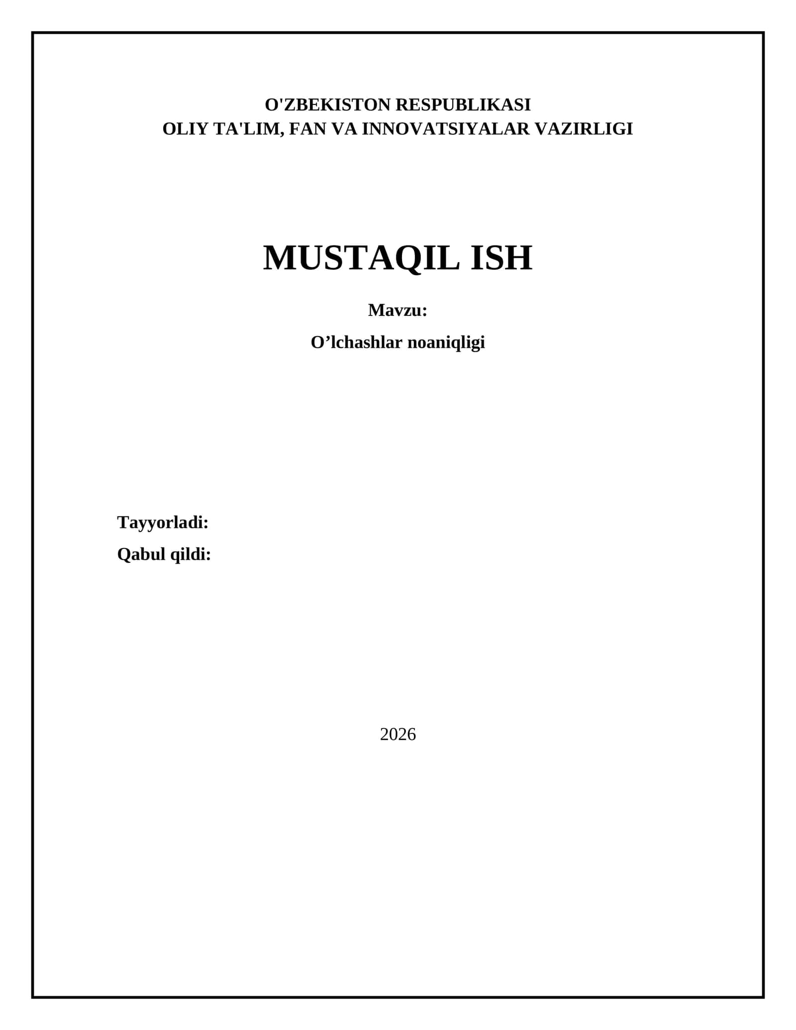 O’lchashlar noaniqligi