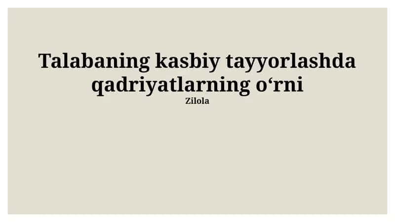 Qadriyatlar va professional ta'lim