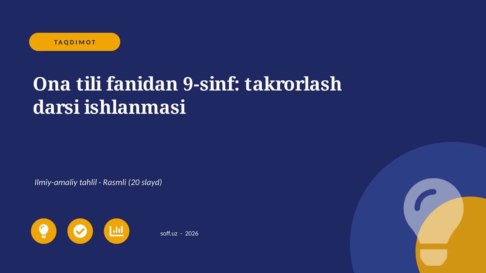 Ona tili fanidan 9-sinf: takrorlash darsi ishlanmasi