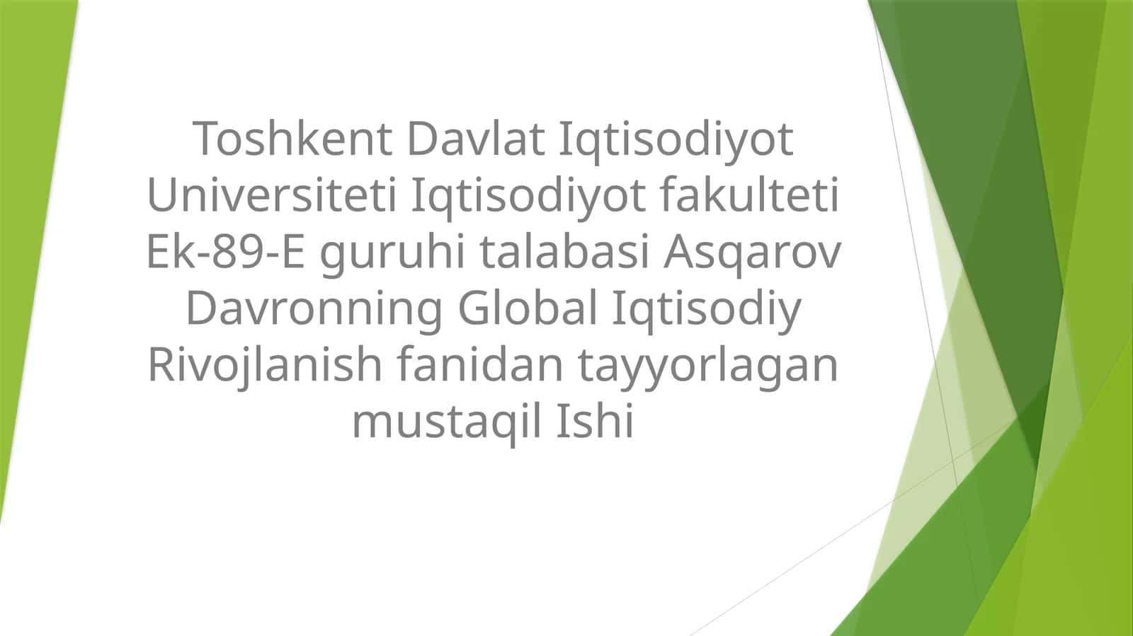 Global Iqtisodiy Rivojlanish