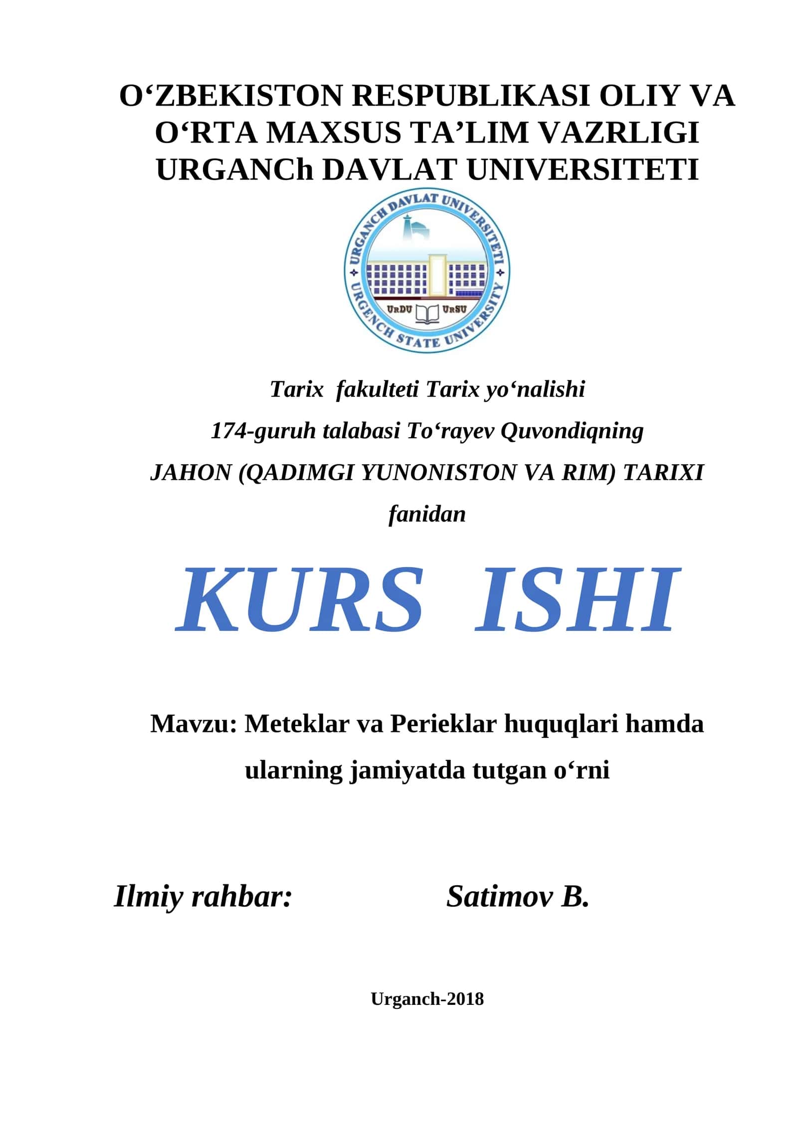 Meteklar va Perieklar huquqlari hamda ularning jamiyatda tutgan o‘rni