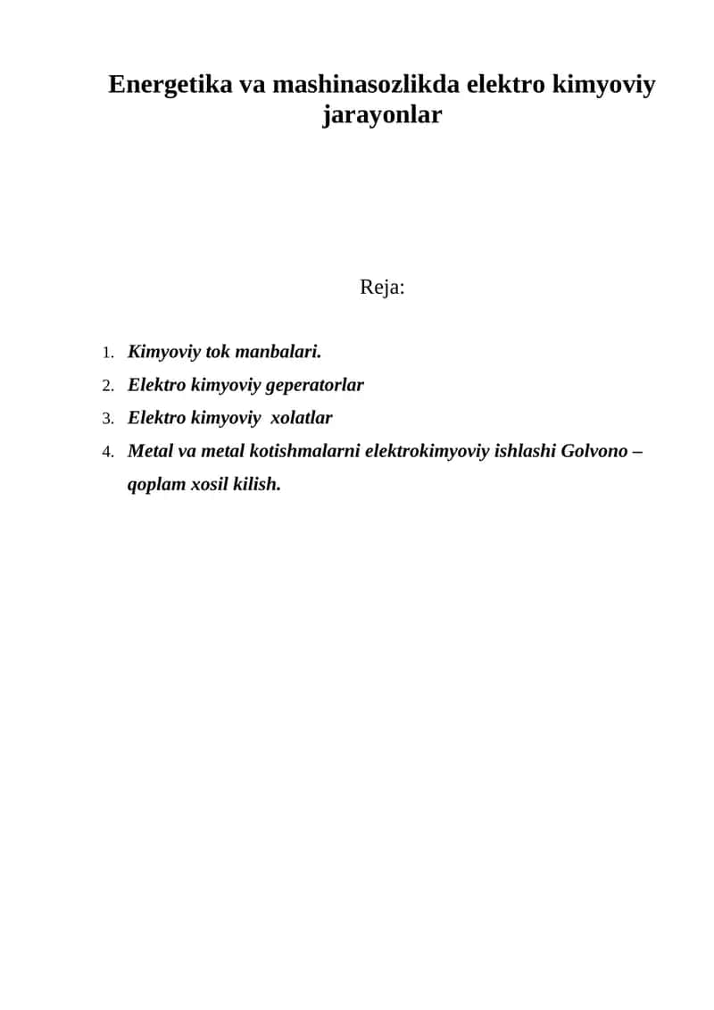 Elektro kimyoviy jarayonlar