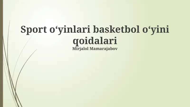 Sport oʻyinlari basketbol oʻyini qoidalari
