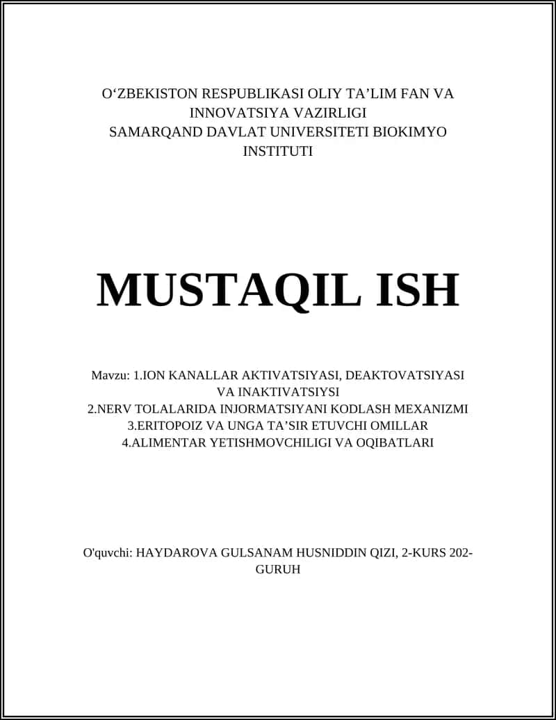 Ion Kanallari Tuzilishi va Turlari