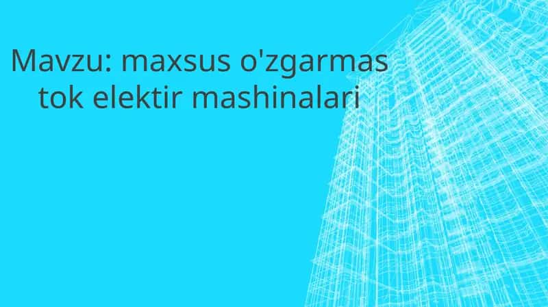 Maxsus o'zgarmas tok elektr mashinalari