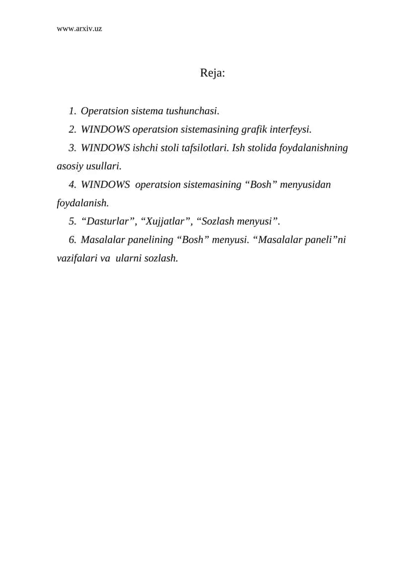Operatsion sistema tushunchasi