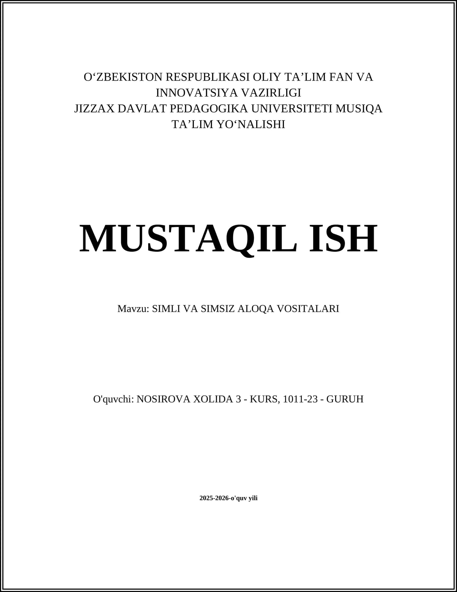 SIMLI VA SIMSIZ ALOQA VOSITALARI