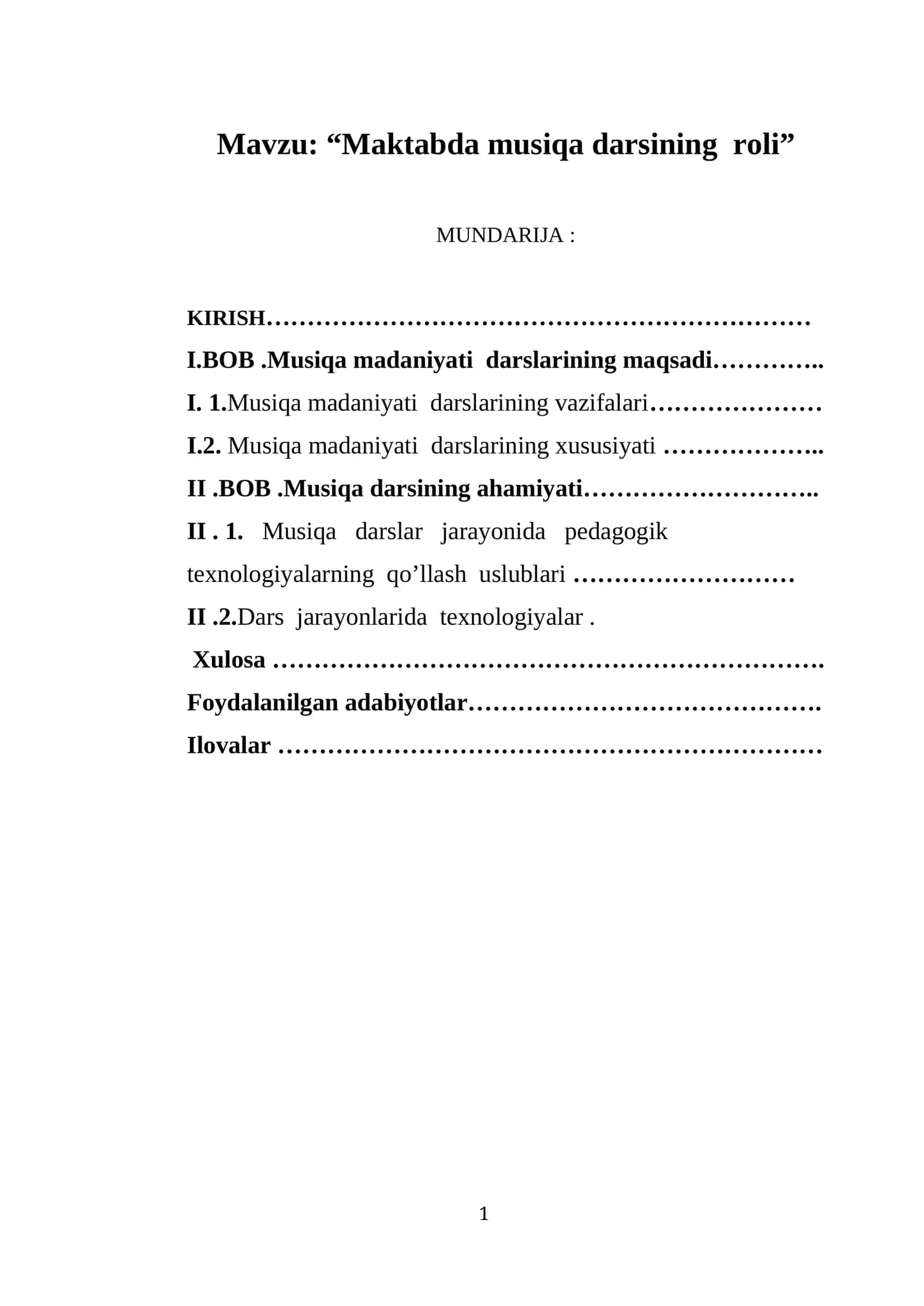 “Maktabda musiqa darsining roli”