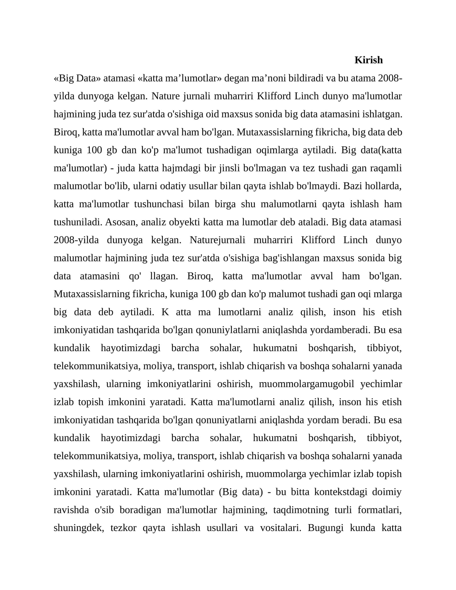 Katta ma'lumotlar (Big Data)