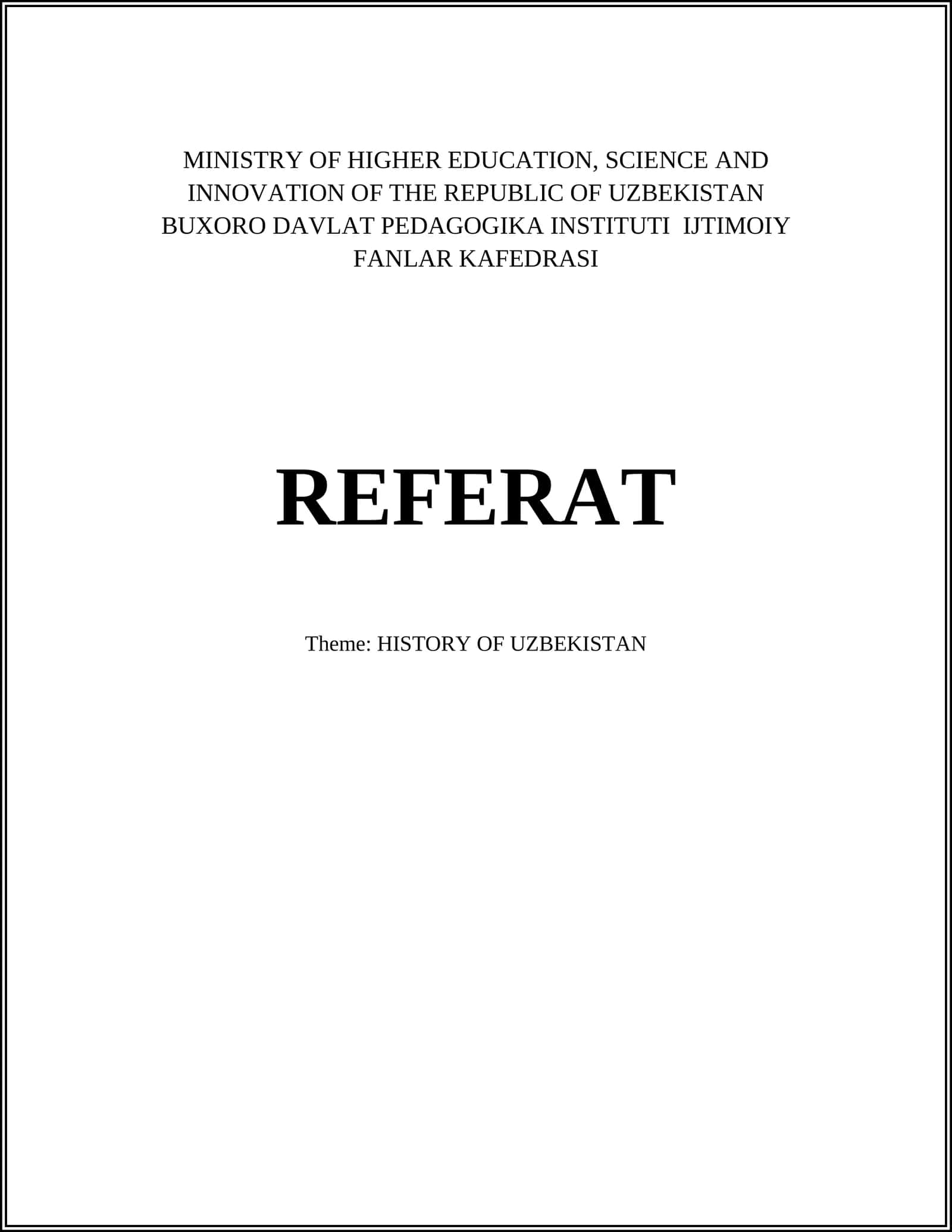 HISTORY OF UZBEKISTAN