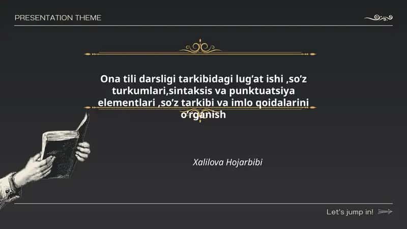 Ona Tili Darsligi Tarkibidagi Lug’at Ishi