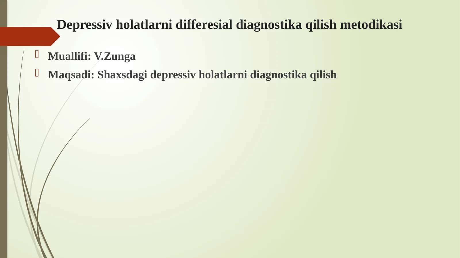 Depressiv holatlarni differensial diagnostika qilish metodikasi