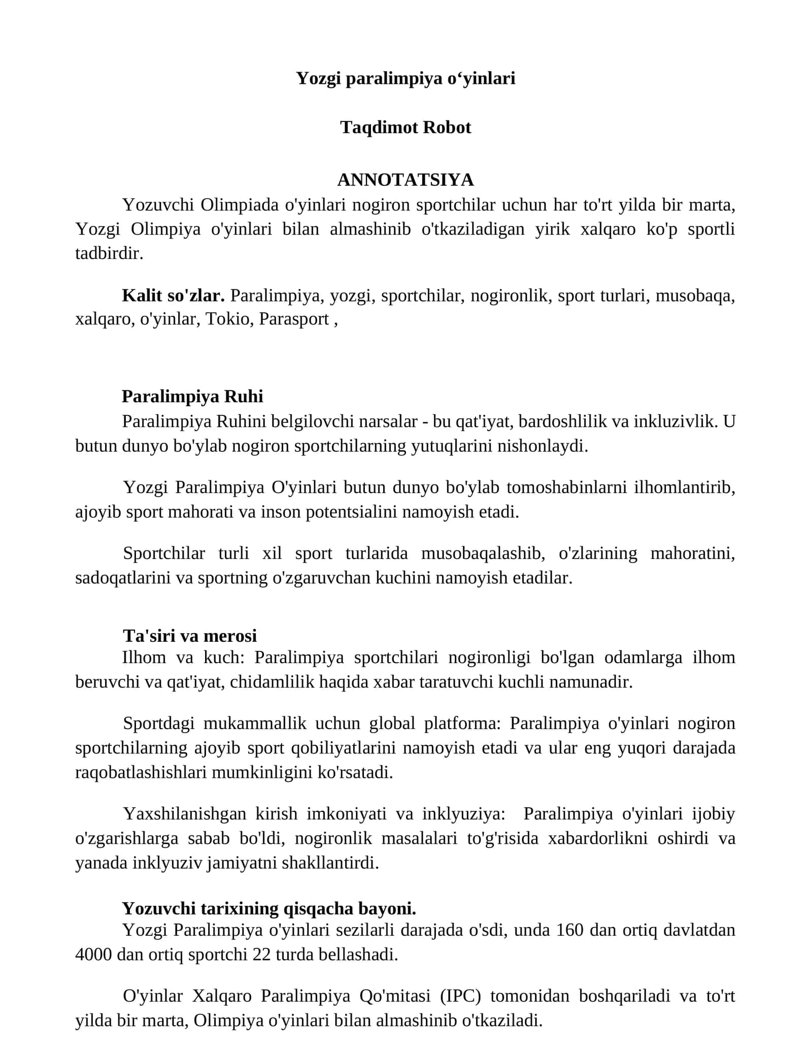Yozgi Paralimpiya O'yinlari