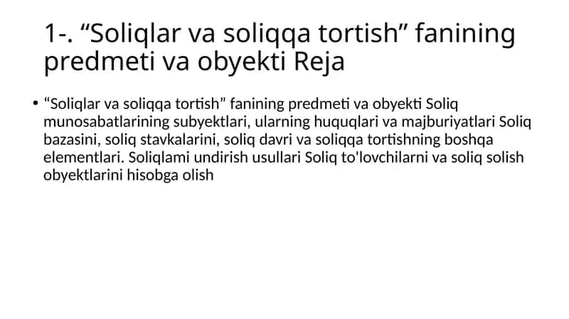 Soliqlar va soliqqa tortish