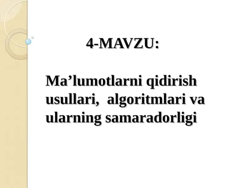 Ma’lumotlarni qidirish usullari
