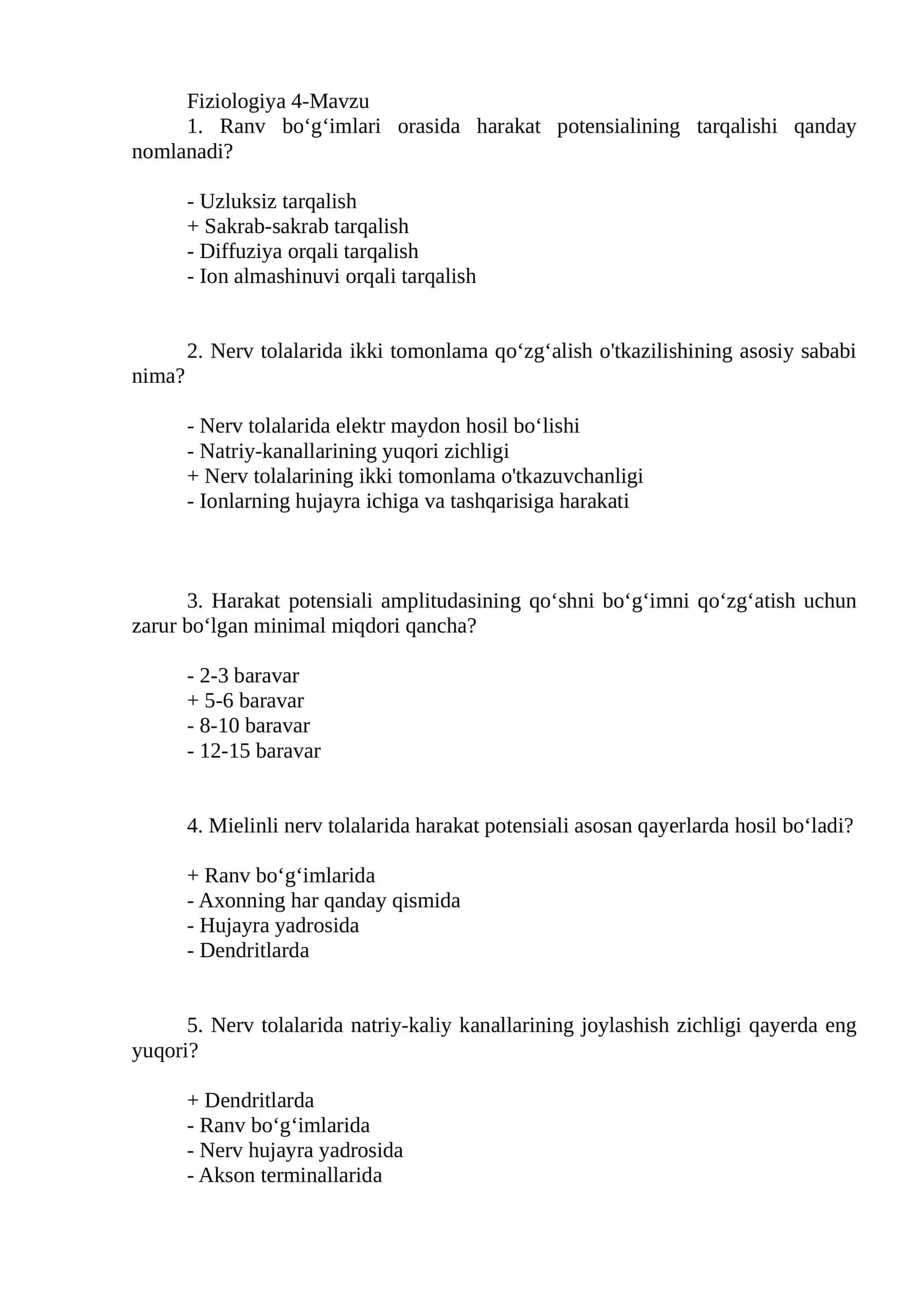 Fiziologiya 4-Mavzu